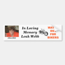Zum Gedenken an Leah Webb Autoaufkleber
