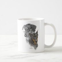 Zwei Dobermannpinscher-Hundeporträt Teetasse