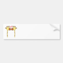 Zwei Giraffen mit roten Liebe-Herzen. Cartoon Auto Sticker