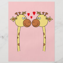 Zwei Giraffen mit roten Liebe-Herzen. Cartoon Flyerdruck