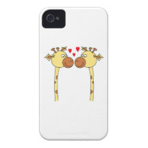 Zwei Giraffen mit roten Liebe-Herzen. Cartoon iPhone 4 Hüllen