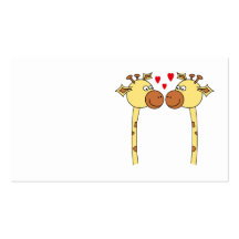 Zwei Giraffen mit roten Liebe-Herzen. Cartoon Visitenkartenvorlage