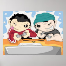 Zwei Jungen, die Videospiel - Plakat spielen
