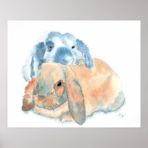 Zwei Kaninchen-Druck Plakat
