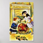 Zwei Kinder, welche die Kugel mit Weihnachtsgesche Posterdrucke