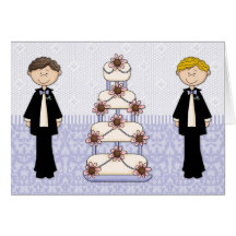 Zwei Männer und eine Hochzeitstorte Karte