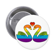 Zwei Regenbogen-Schwäne Anstecknadel