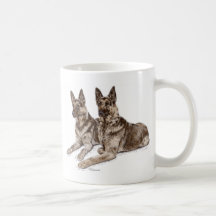 Zwei Schäferhund-Hundekunst Kaffeetasse