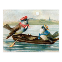 "Zwei Vögel in einem Boot " Postkarte