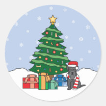 Zwergschnauzer-und Weihnachtsbaum Sticker