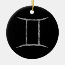 Zwillinge. Tierkreis-Astrologie-Zeichen. Schwarzes Weihnachtsbaum Ornament