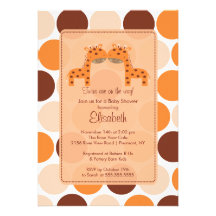 Zwillings-orange Giraffen-Babyparty-Einladung