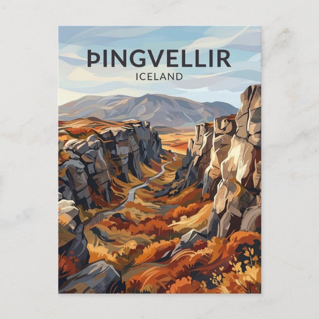 Þingvellir Island Postkarte (Vorderseite)
