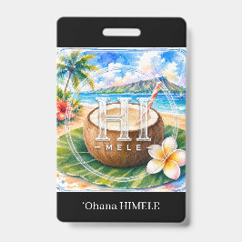 ʻOhana HIMELE Namensschild Kokosnuss Ausweis