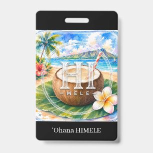 ʻOhana HIMELE Namensschild Kokosnuss Ausweis