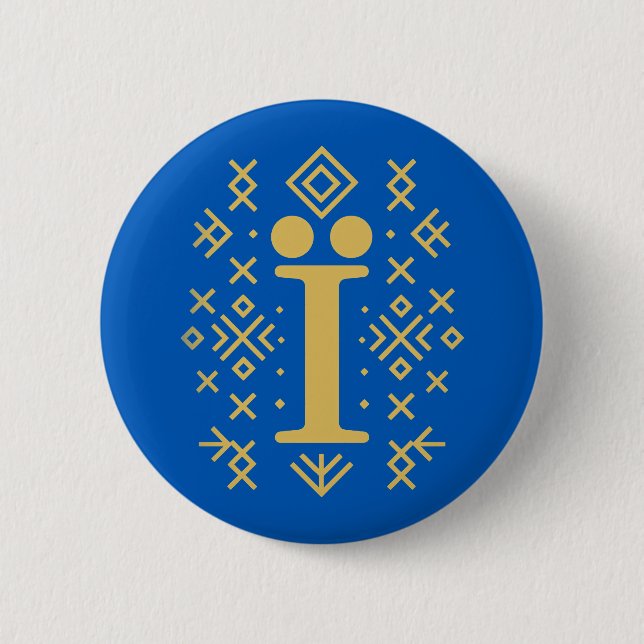Ї Symbol im ukrainischen Volksmuster - Kulturerbe Button (Vorderseite)