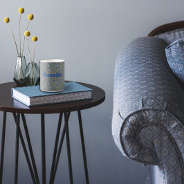 С Blueberry Aquarellmuster Name grau Kaffeetasse