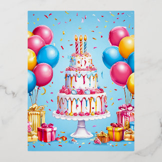 С eindrucksvolle Geburtstagskunst Folie Einladungspostkarte