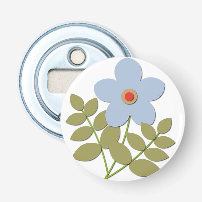 С einfache blaue Blume Flaschenöffner (Vorderseite)