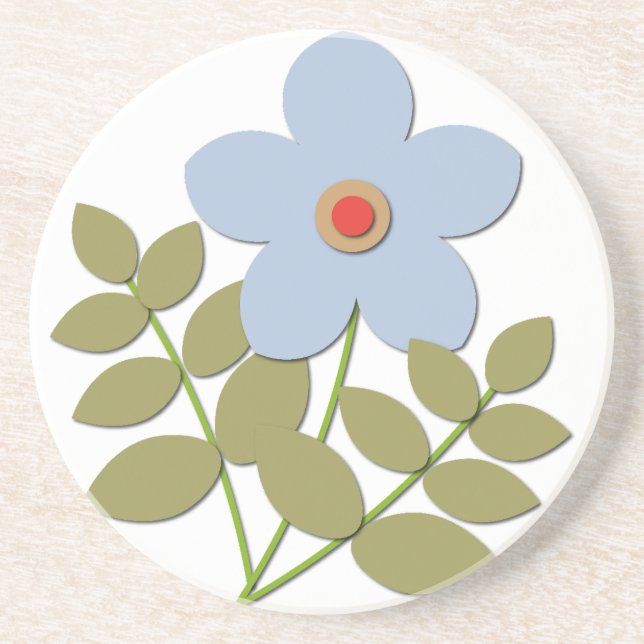 С einfache blaue Blume Getränkeuntersetzer (Vorne)