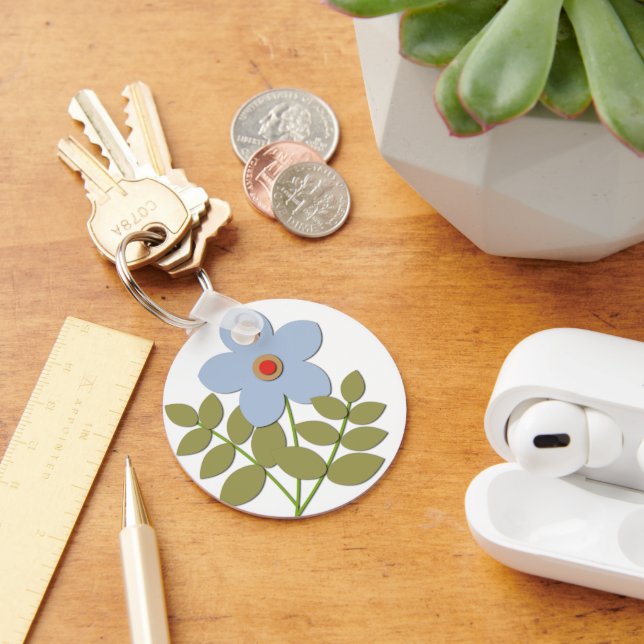 С einfache blaue Blume Schlüsselanhänger (Schreibtisch)