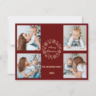 С Familie Fotokarte Rot-Weiß minimalistisch Feiertagskarte