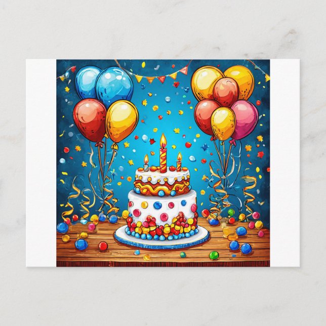 С Frühlingsballons Postkarte (Vorderseite)