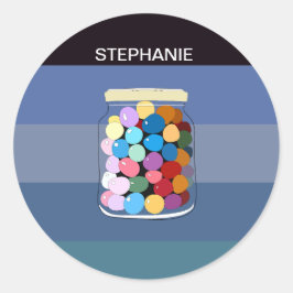 С leckere Bonbons in einem Glas Runder Aufkleber