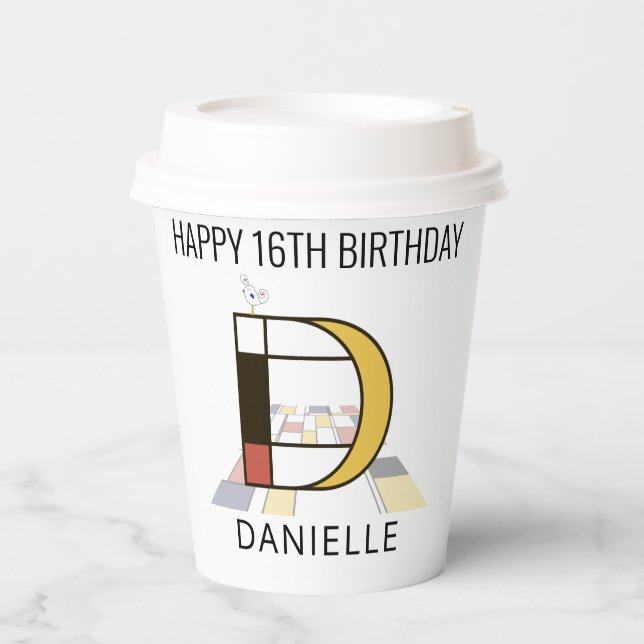 С Ool Neoplasticism Style Monogram. Buchstabe D Pappbecher (Vorderseite)