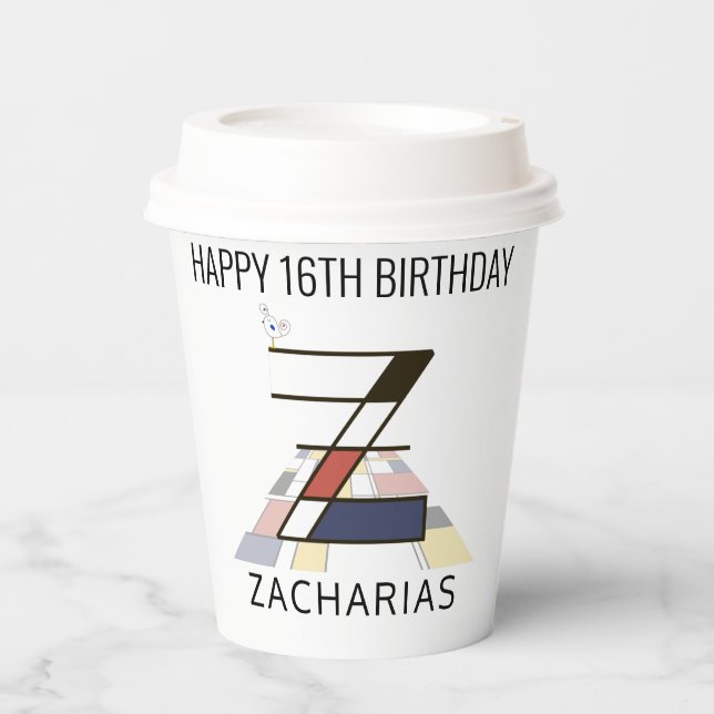 С Ool Neoplasticism Style Monogram. Buchstabe Z Pappbecher (Vorderseite)