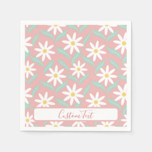 С Pink Aquamarine Blume Blätter Personalisieren Serviette