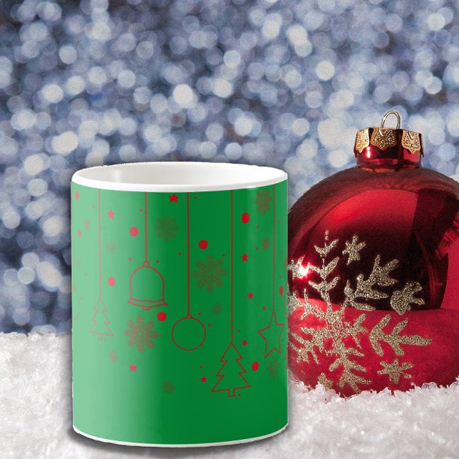 С Weihnachten Ball Star Dekoration Grün Klassische Kaffeetasse (Von Creator hochgeladen)