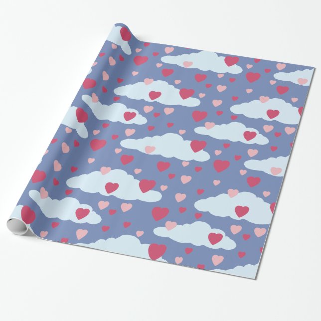Сloud Herz-Valentinstag-Packpapier Geschenkpapier (Ungerollt)