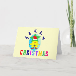 ї з ♥ Merry X-Mas Chicken-Santa Grueting Card ✿ ї Feiertagskarte