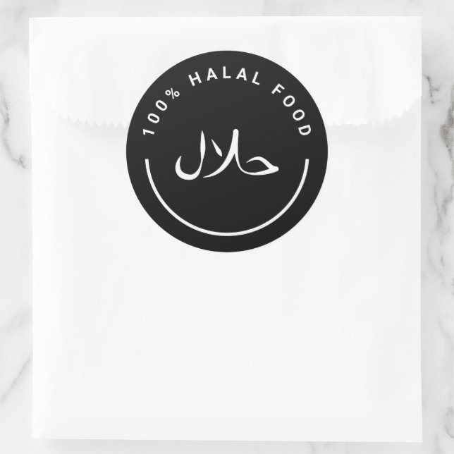 ح ل ا 100% ل Halal Food Round Stickers (Tasche)