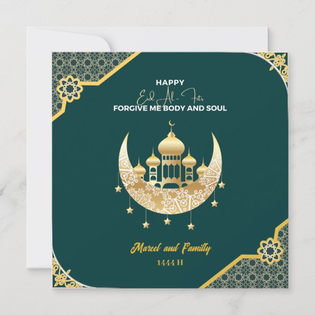 ع ي د م ا ر ب ك feiern Sie fröhliches Eid mit Atem Feiertagskarte (Vorderseite)