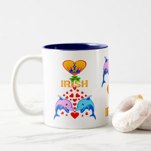 ♥ټ☘Ich liebe irisch-frisches Delfin-Paar Fab Klass Zweifarbige Tasse