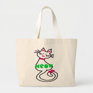 " ๑ Swanky Adorable Kitty Jumbo Tote Bag ๑" Stoffbeutel