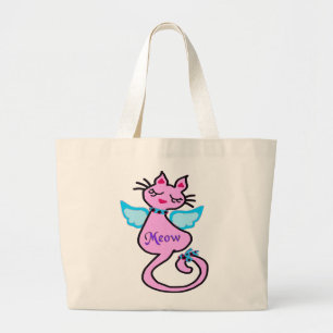 " ๑ Swanky Angelic Kitty Jumbo Tote Bag ๑" Stoffbeutel