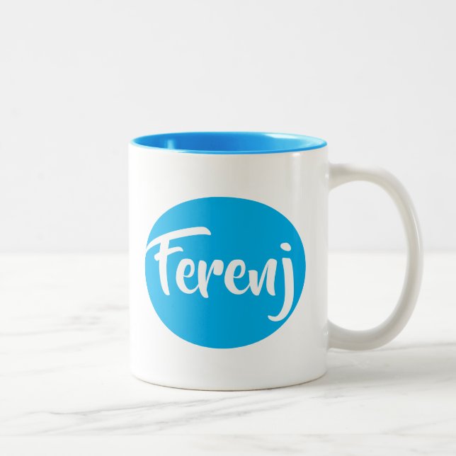 ፈ ረ ጅ Ferenj in englischer und amharischer Tasse (Rechts)