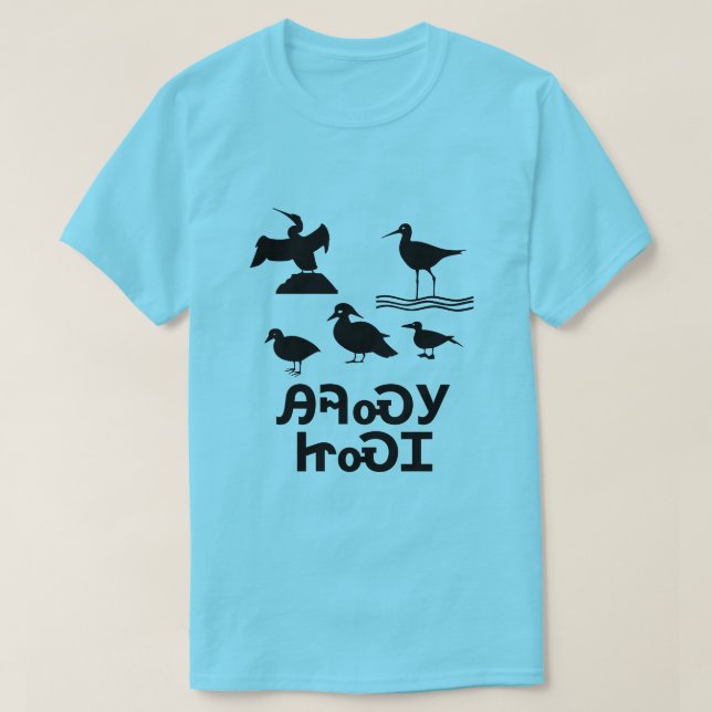 Ꭿ Ꮈ Ꮝ Ꮵ Ꮝ - Vogel in Tscherokee blau T-Shirt (Design vorne)