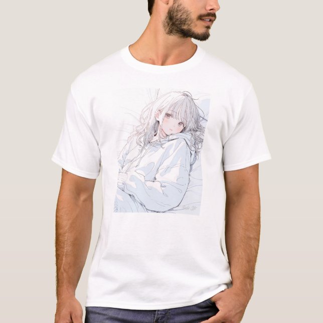 お昼寝JK Tシャツ02｜寿司娘 GenerativeAI T-Shirt (Vorderseite)