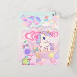 かわいいピンクのゆるふわユニコーン♡ POSTKARTE
