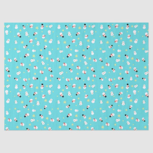 かわいいブルーのクリスマス スノーマン 子ども♡ SEIDENPAPIER (Vorderseite)