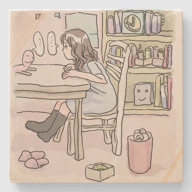 さいくさじ　机に向かう STEINUNTERSETZER (Vorderseite)