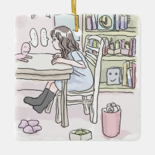 さ い く さ じ 机 に 向 KERAMIKORNAMENT