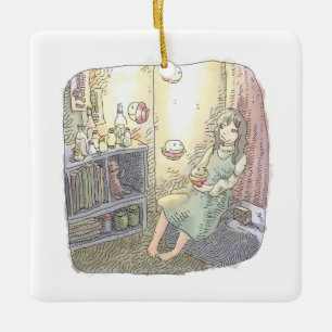 さ く な ご じ, 暗 薄 die い, die Nachお Keramikornament