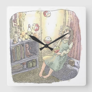 さ く な ご じ, 暗 薄 die い, die Nachお Quadratische Wanduhr
