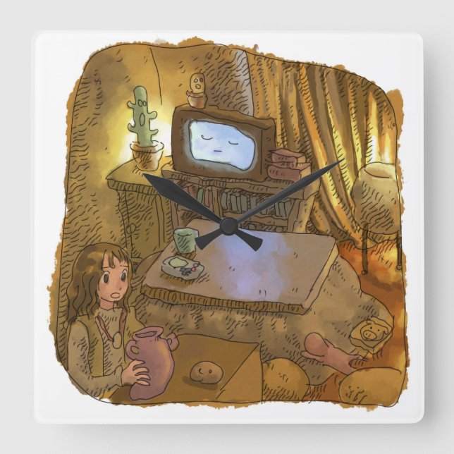 さ や や む じ QUADRATISCHE WANDUHR (Vorderseite)