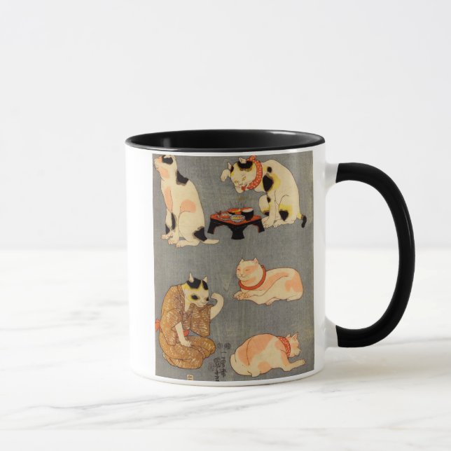 たとえ尽の内 （中）, 国芳 japanische Katzen (2), Kuniyoshi, Tasse (Rechts)